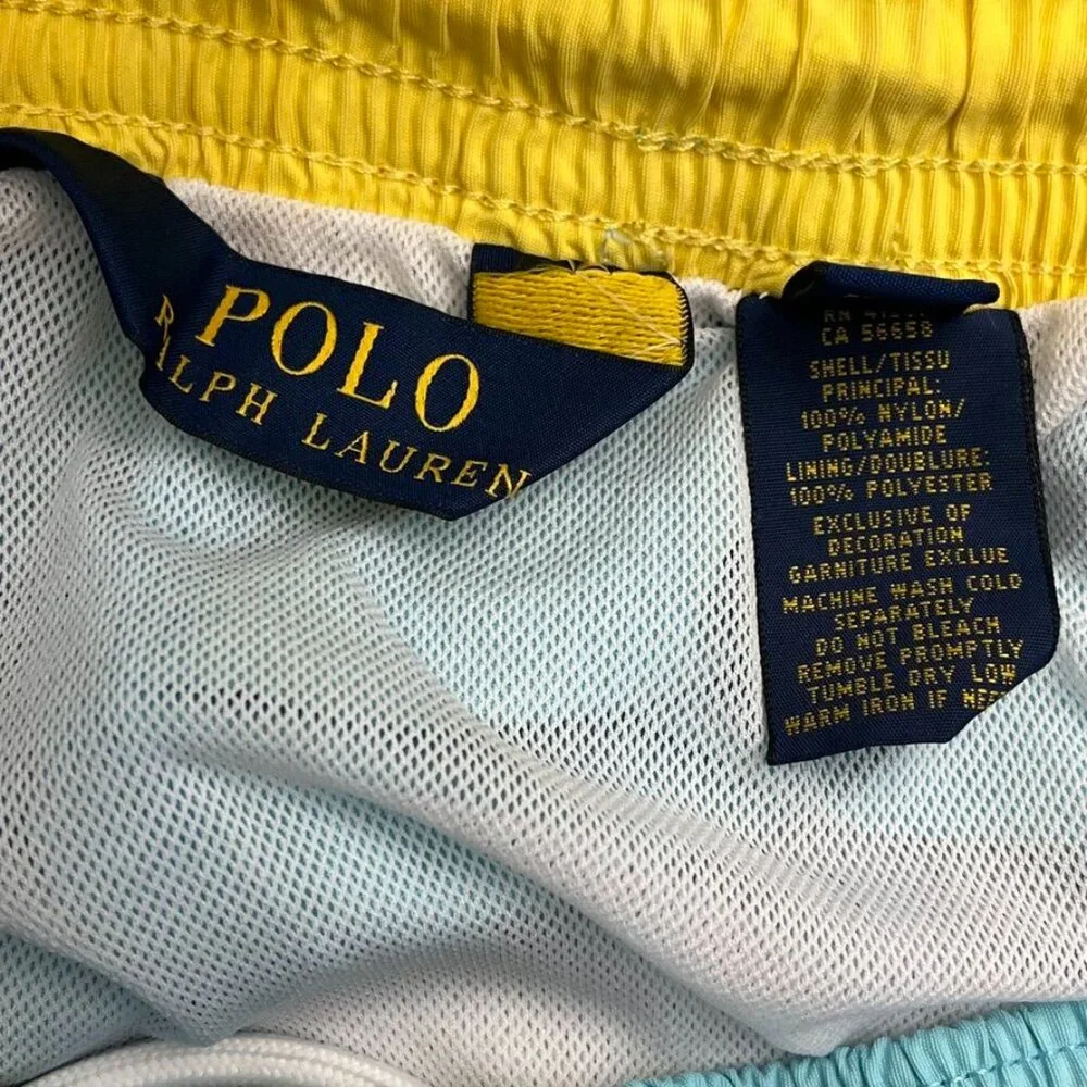 Polo Ralph Lauren Swim Trunks Aqua Yellow Pony Resort Vacation